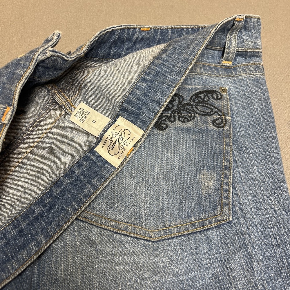 WHITE HOUSE BLACK MARKET Blanche Wide Leg Croppedâ Denim Blue Jeans Size 12
